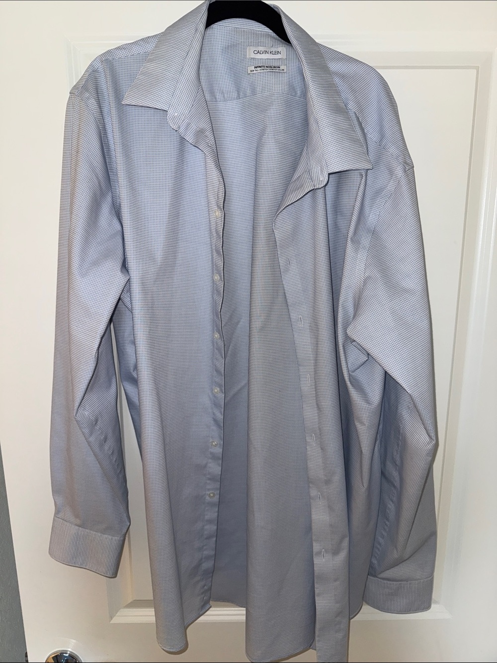 Calvin Klein Light Blue Micro-Pattern Dress Shirt